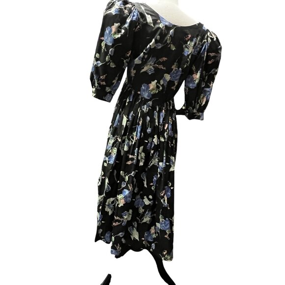 Vintage Handmade Eighties Cottage Core V Neck Balloon Sleeve Dress Sz Large Wome - Picture 10 of 16